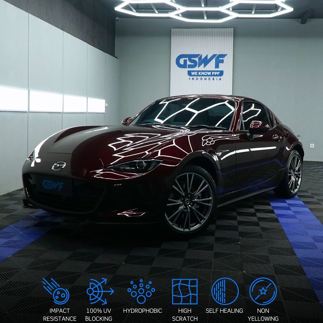 Hasil pemasangan PPF by GSWF di Mazda Miata MX-5! PPF by GSWF. melindungi permukaan mobil dengan