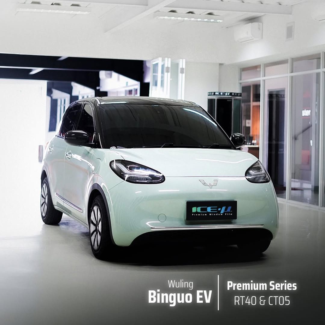 Kamu juga punya Wuling Binguo EV kamu bisa upgrade kaca film ICE-µ Premium Window Film pada mobi