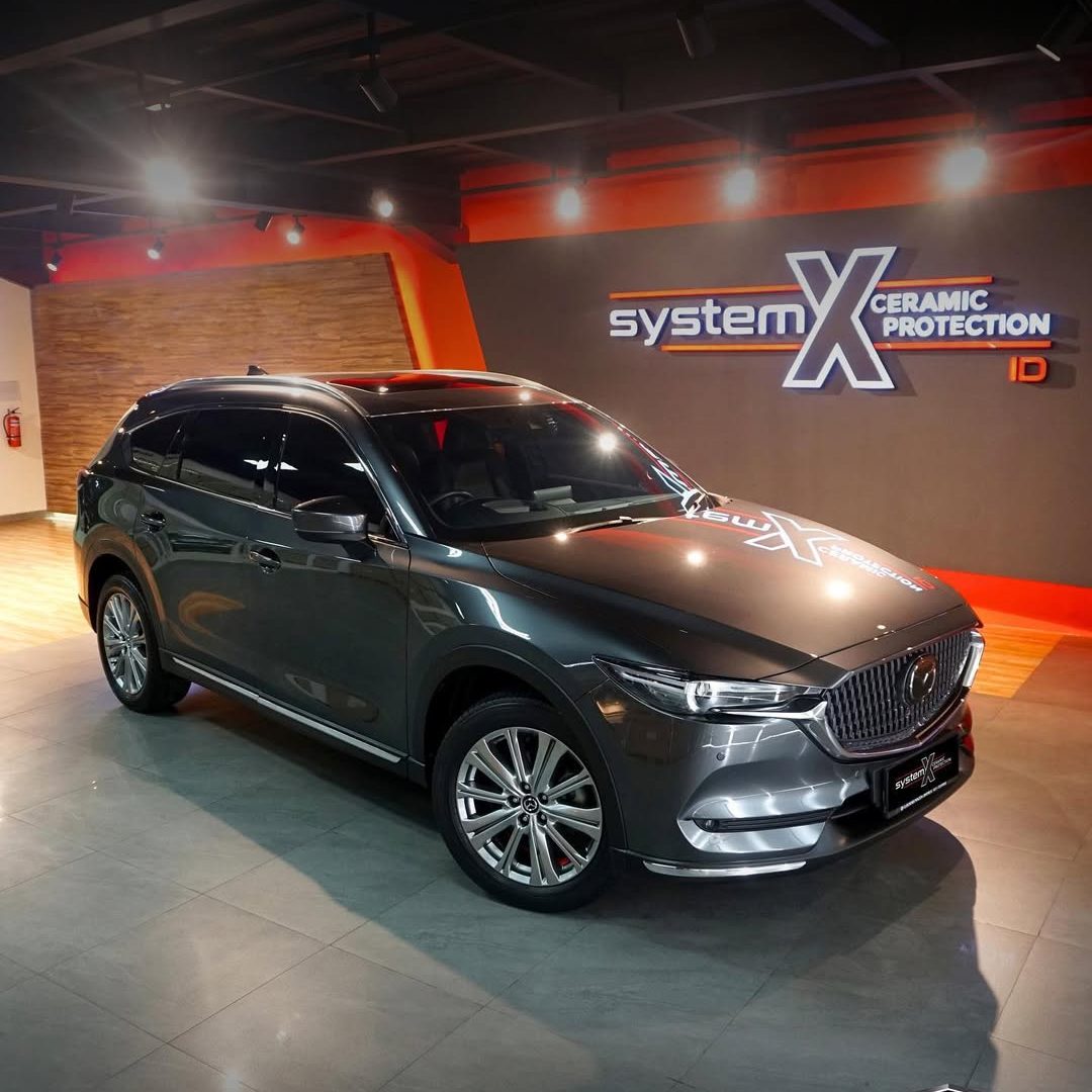Mazda CX-8 Elite setelah coating dengan paket Diamond SS dari System X. Dari dalam showroom aja