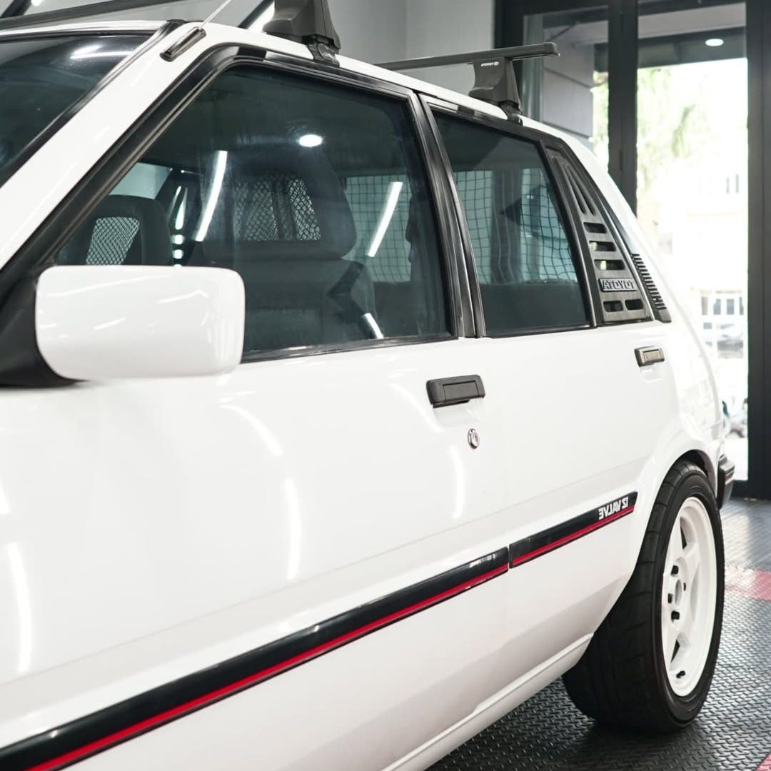 Toyota Starlet 1986 🚗RT 70 Sky Blue (20_ Darkeness Level)Mau mobil kamu dipasang kaca film ICE (2)