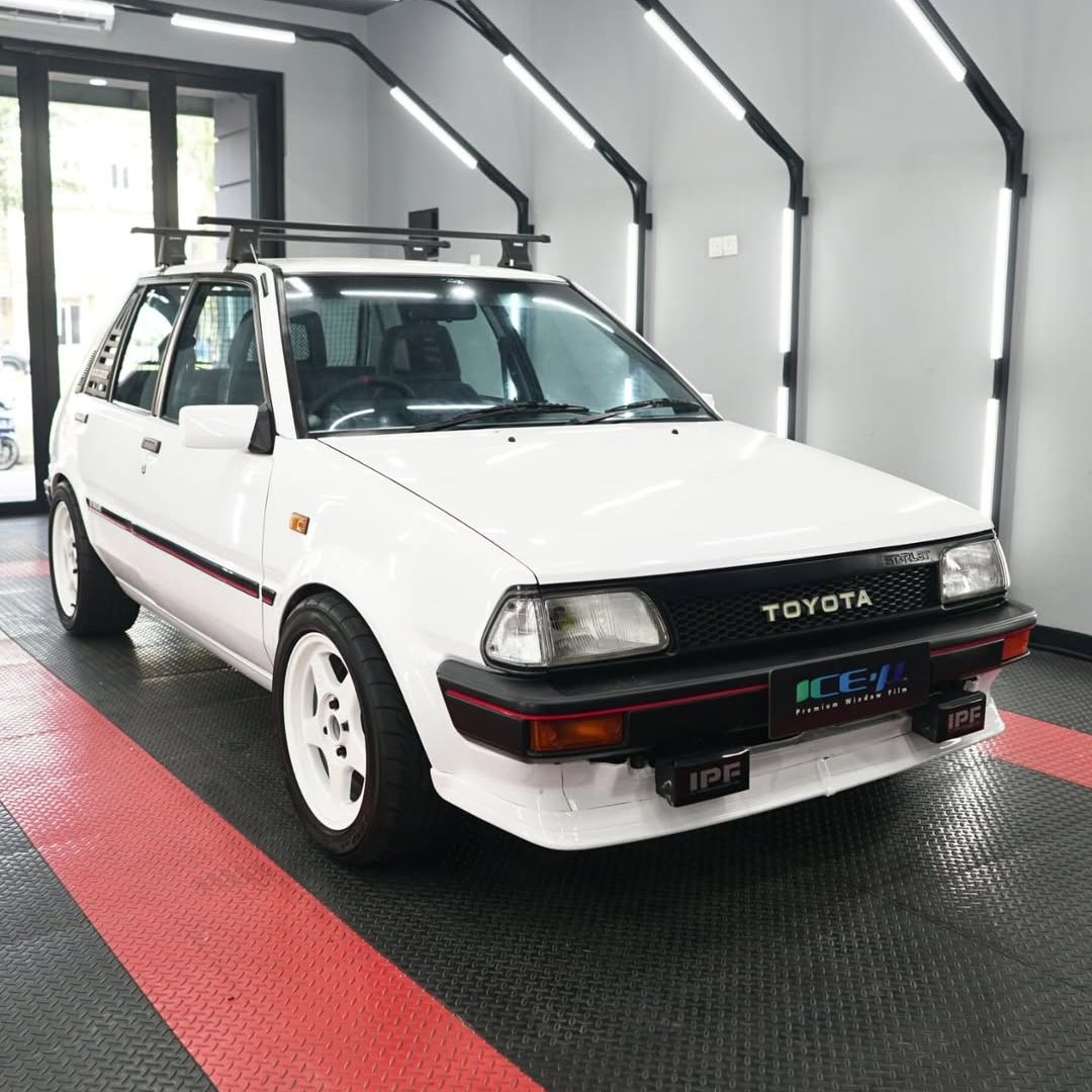 Toyota Starlet 1986 🚗RT 70 Sky Blue (20_ Darkeness Level)Mau mobil kamu dipasang kaca film ICE