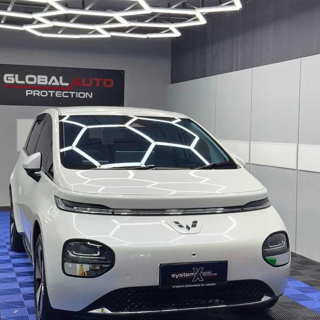 Wuling cloud ev tampil kinclong setelah terlindung oleh Coating by SystemX!System X Ceramic Prot